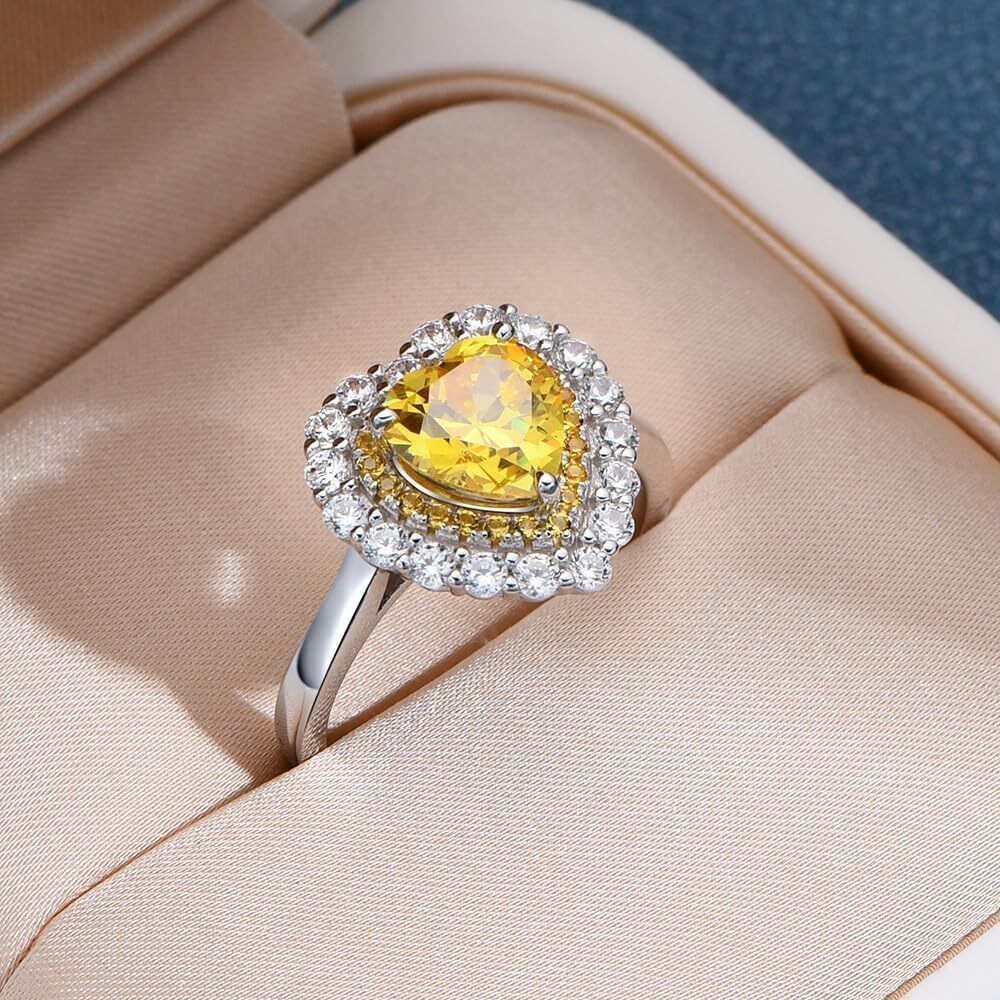 2057 925 Sterling Silver Peach Heart Full Diamond Big Heart Colorful